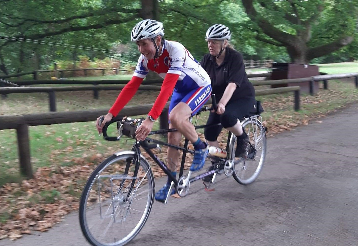 Photograph: Farnham Road Cycling Club very kindly helped us out during the 2022 camp by taking people out on a tandem cycle ride.