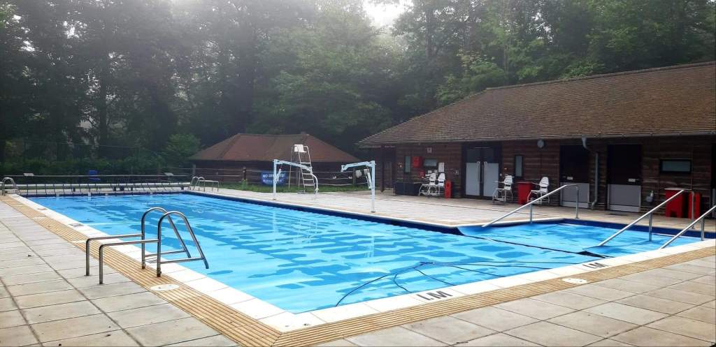 Heated outdoor swimming pool
